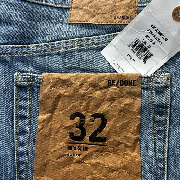 $315 NWT RE/DONE MEN'S 60s SLIM 3 YEAR WEAR JEANS SZ 32 - Picture 3 of 7